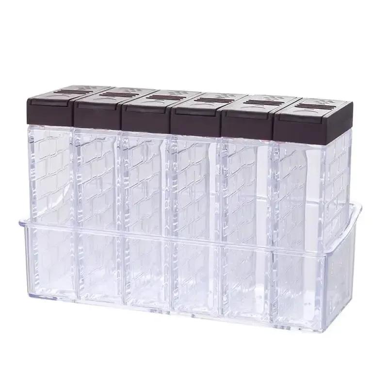 6pcs/set Spice Seasoning Box PP Salt Pepper Jars Box for Kitchen Spice Storage Organizer Box Home Organization