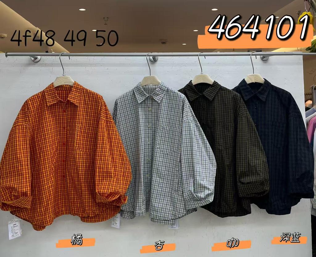 Wj1116 Autumn New Women's Lapel Japanese Cotton Shirt Loose Shirt Top Plaid Literary Style Ins