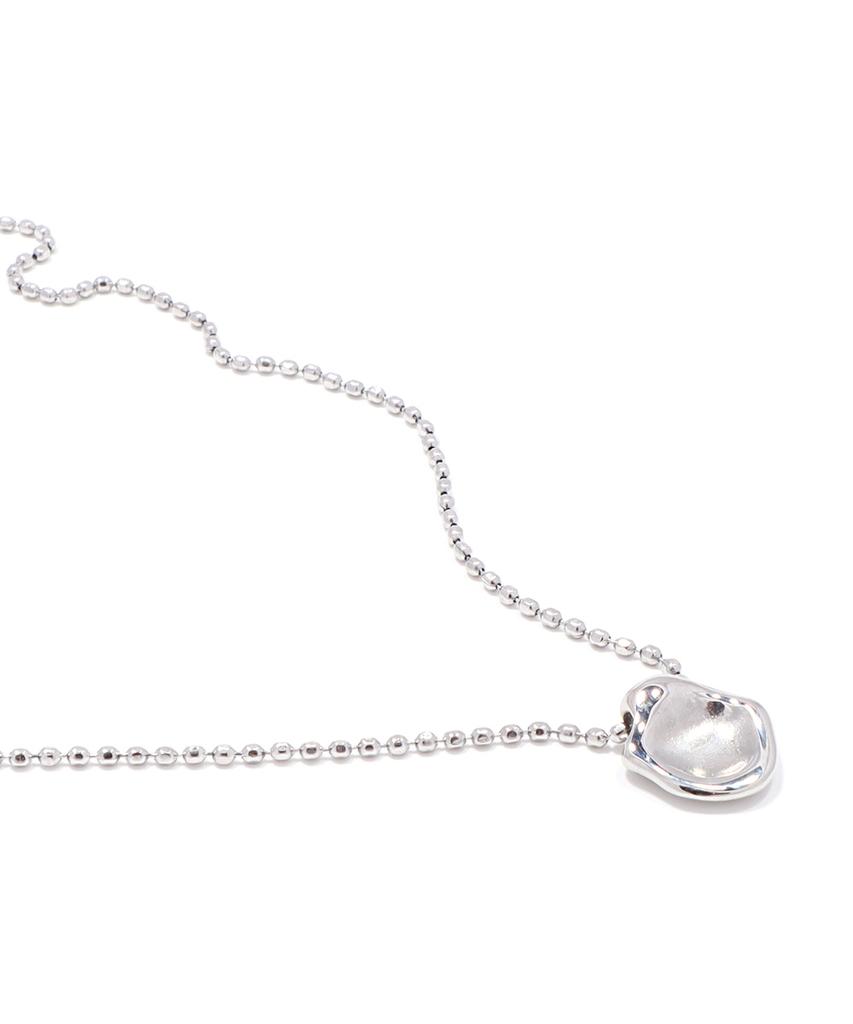 Polalita Mini Ball Chain Drop Pendant Long Necklace (Plt-Nl-090_Sv)