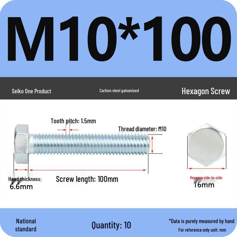 8.8 Grade Galvanized Hex Head Bolt, High-Strength M4-M30
