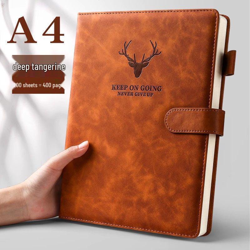 Custom Logo A5 Soft Leather Notebook with Deer Head for Business Meetings