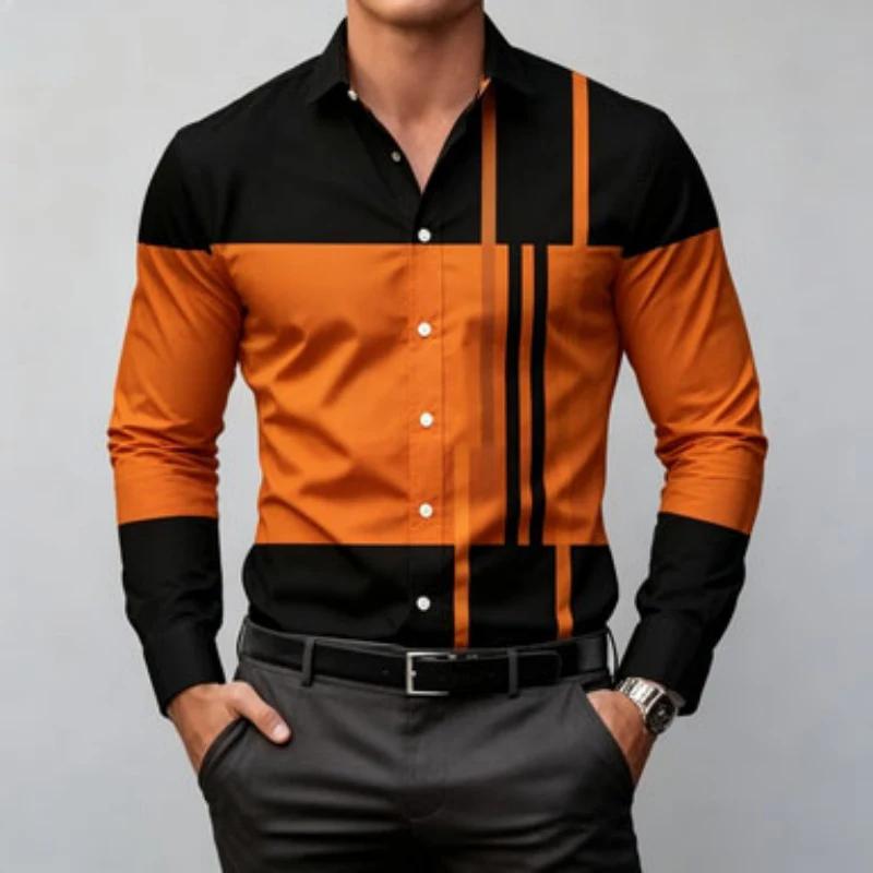 Geometric Pattern Long-sleeve Shirt, Stylish and Versatile for All Occasions.