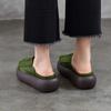 Johnature Vintage Genuine Leather Thick Soled Outdoor Slippers Round Toe Women's Slip-on Shoes