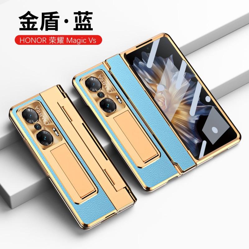 Slim Foldable Phone Case Honor Magic With Full Coverage Shockproof PC Shell Hidden Kickstand Matte Leather Finish