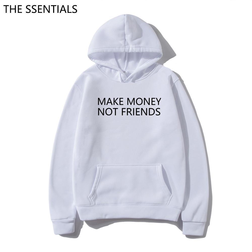 MAKE MONEY NOT FRIENDS Hoodie Fashion Unisex Letter Print Hooded Pullover Sudadera Unisex Streetwear Sweatshirts Hoody Tops Clothes