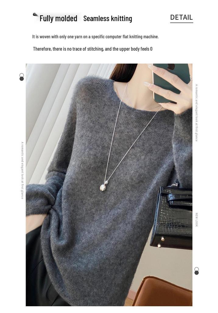 2025 Women's French Tencel Wool Knitwear: Autumn/Winter Seamless, Loose, Slimming, Lightweight, Warm, and Comfortable Sweater