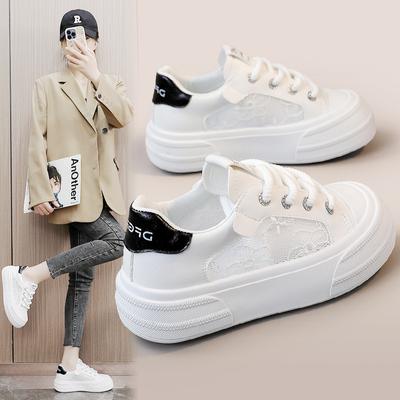 Nieuwe Witte Schoenen Dames Zomer Ademende Mesh Schoenen Dikke Zool Hoogteverhogende Board Schoenen Damesschoenen Mesh Studenten