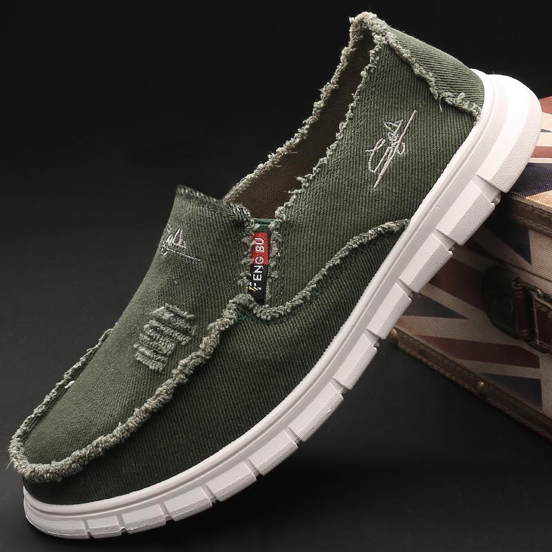 Chaussures pour hommes Chaussures décontractées en toile pour hommes Polyvalentes automne respirantes semelles souples Chaussures tendance printemps Chaussures plates Ouvert