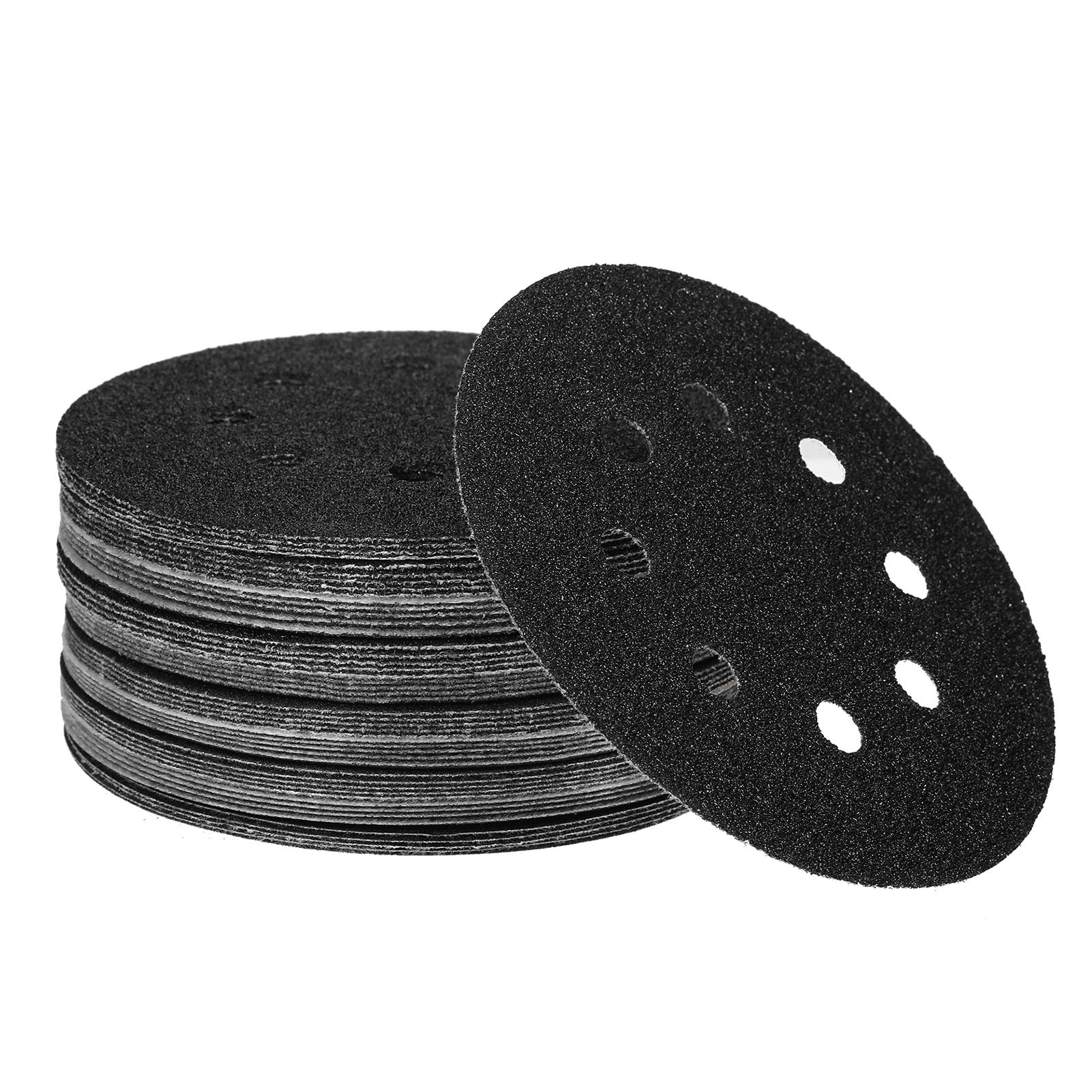 

50 шт. шлифовальные диски, 5 дюймов, 125 мм, 8 отверстий, 240/180/120/80/60, наждачная бумага для произвольного шлифования дорожек чёрный