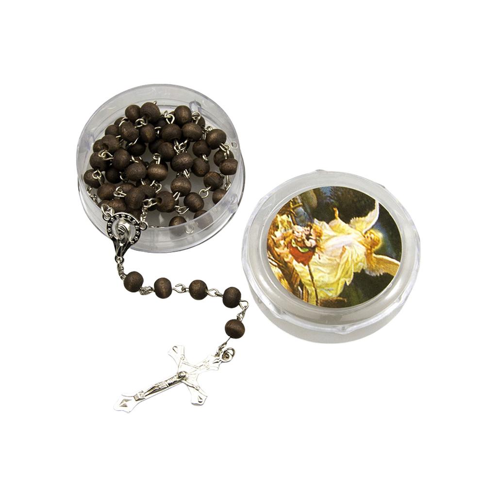 Prayer Scented Wood Beads Chain Rosary Necklace with Crucifix Crosses Pendant Gift Box Christians Religious Communion