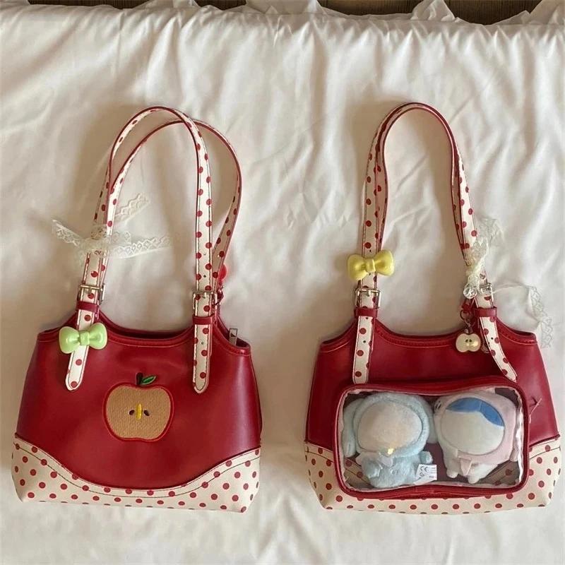 Schoolbag Women's Sweet Transparent Ita Bags For Woman Dot Print Apple Shoulder Bag Underarm Bolso Beautiful Sac Femme Practical Bolsos De Mujer