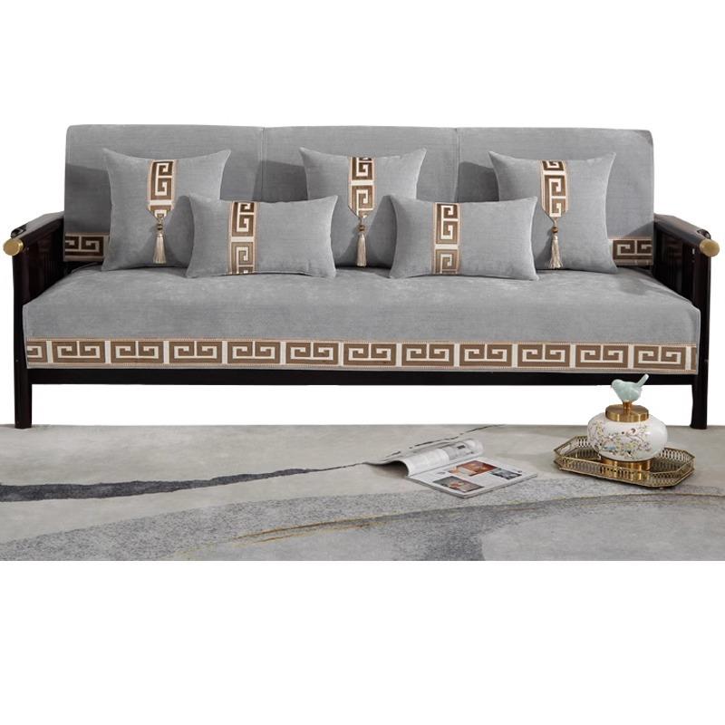 2025 new Chinese sofa high-density jacquard sofa cover solid wood mahogany seat cushion non-slip cover all-inclusive leather sofa cushion