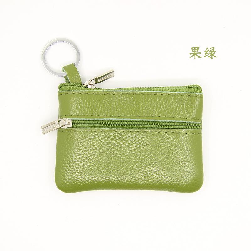 Ladies Genuine Leather Mini Coin Purse Bus Card Holder Creative Ultra-Thin Zipper Multifunctional Key Case