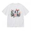 Kitty Mom T-Shirt Mens Womens Tees Top With Floral Accents Playful Paw Print Design Black Cotton Tee