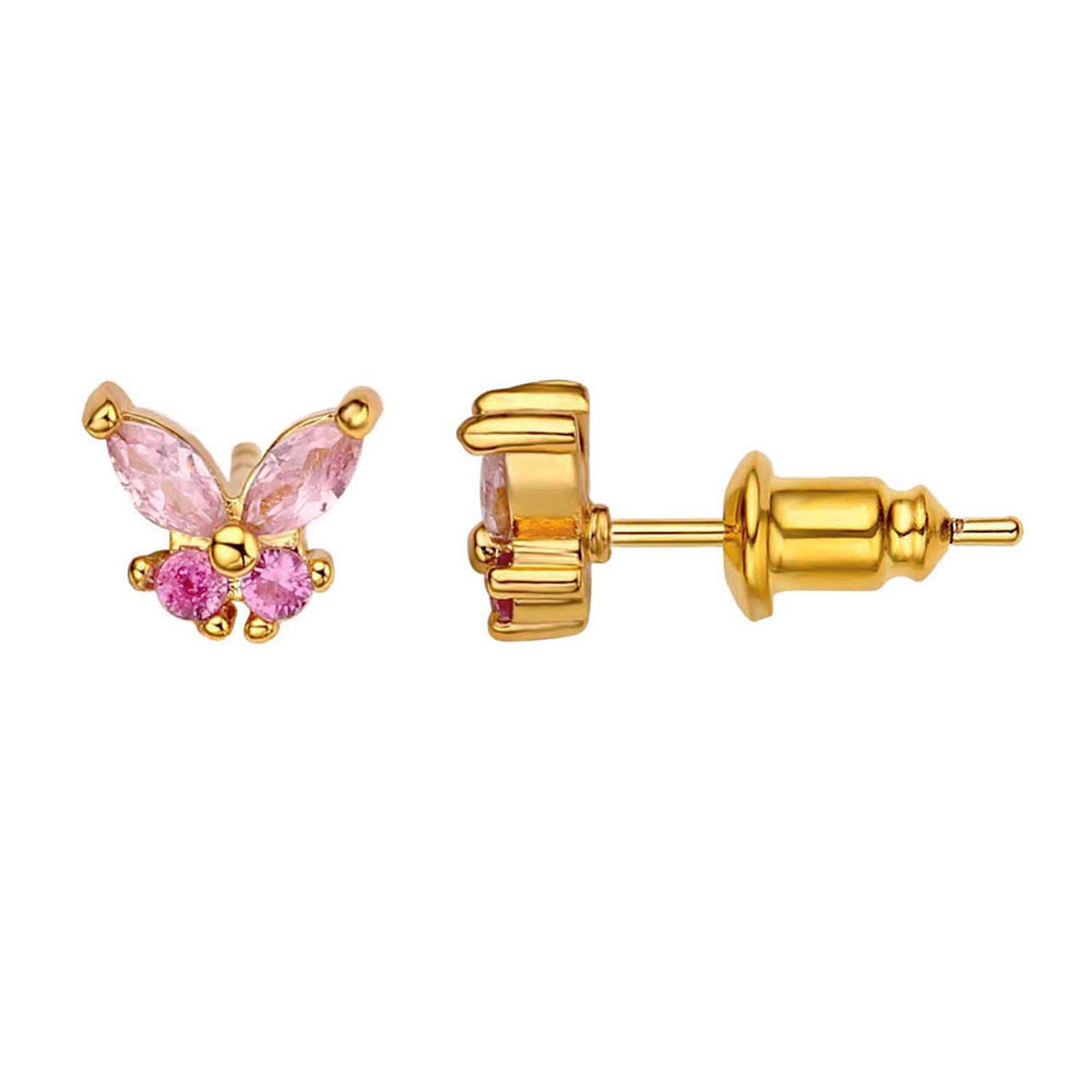 

Small Butterfly Stud Earring Cubic Zirconia Gold Plated CZ Jewelry for Women Girls