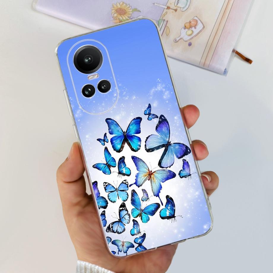 For Oppo Reno10 Pro Case Reno 10 5G Cover Soft TPU Black Silcione Bumper Coque For Reno 10pro Global Funads Women Fashion Print