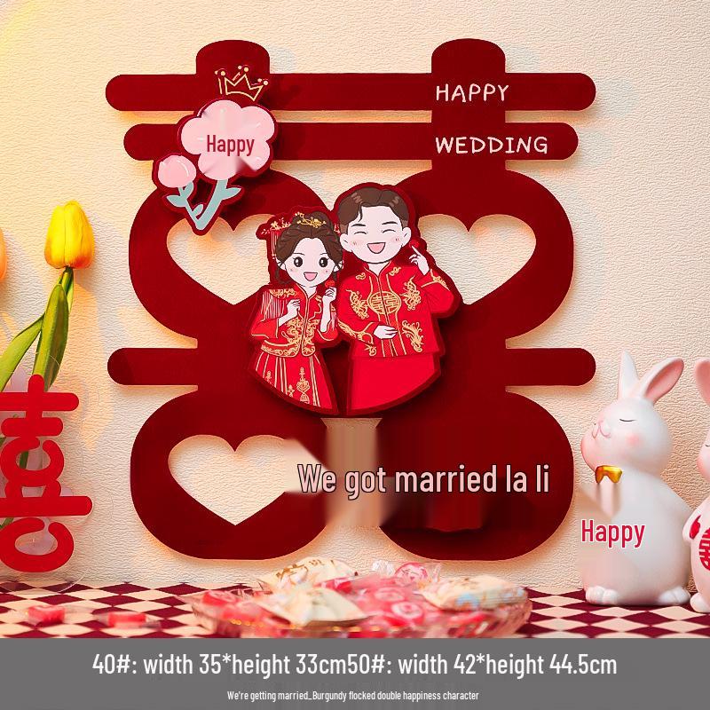 3D Double Happiness Sticker for Wedding Room & Bedroom Decoration