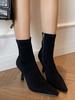 High-heeled elastic thin boots women's 2025 new matte suede ankle short boots sexy pointed versatile stiletto socks boots