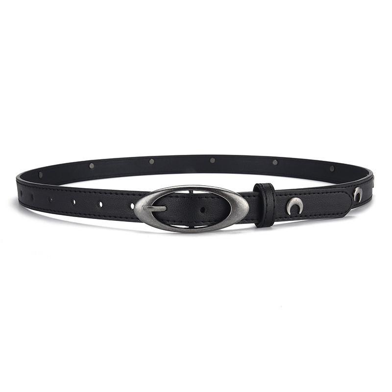 Moon Pattern Pu Leather Belt With Metal Pin Closure For Trendy Style And Daily Outfit