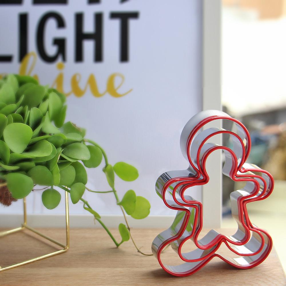 Set(3pcs) Creative Stainless Steel Gingerbread Man Christmas Biscuit Mold Fruit Cutting Mold Kitchen Baking Tool
