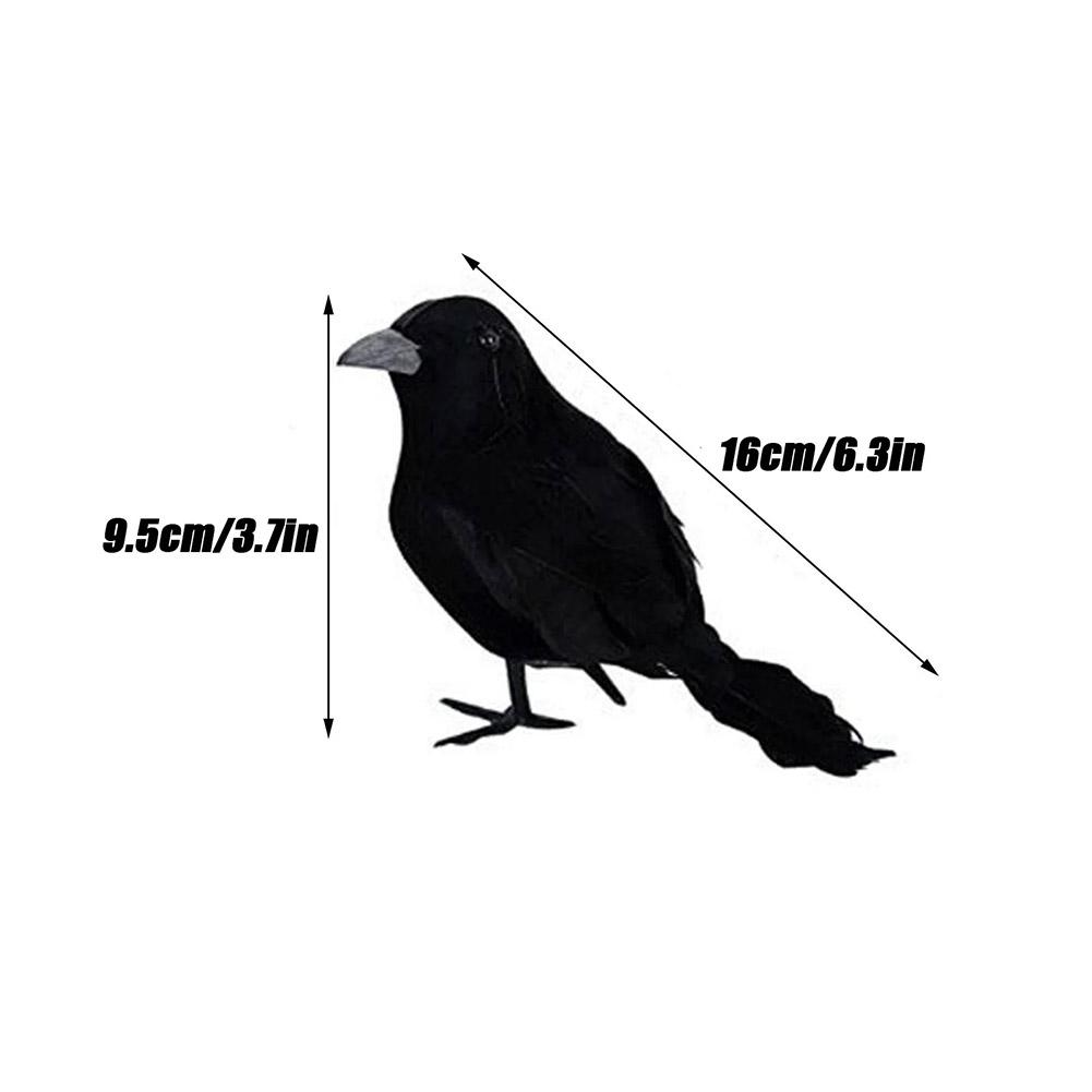 Simuliertes Schwarzes Krähenfeder-Tier Halloween-Requisite Plüschkrähe Geisterfest-Ornament Horror-Dekor Handwerk Spaß Essentieller Artikel