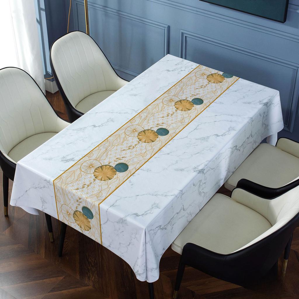 Light Luxury and High-end Home Tablecloth PVC Waterproof and Oil Resistant Rectangular Tea Table Cloth Dining Tablecloth