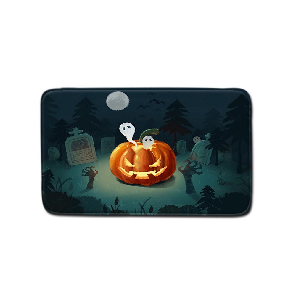 Halloween Bathroom Shower Curtain Floor Mat Combination Four-Piece Set Bathroom Toilet Carpet Door Mat