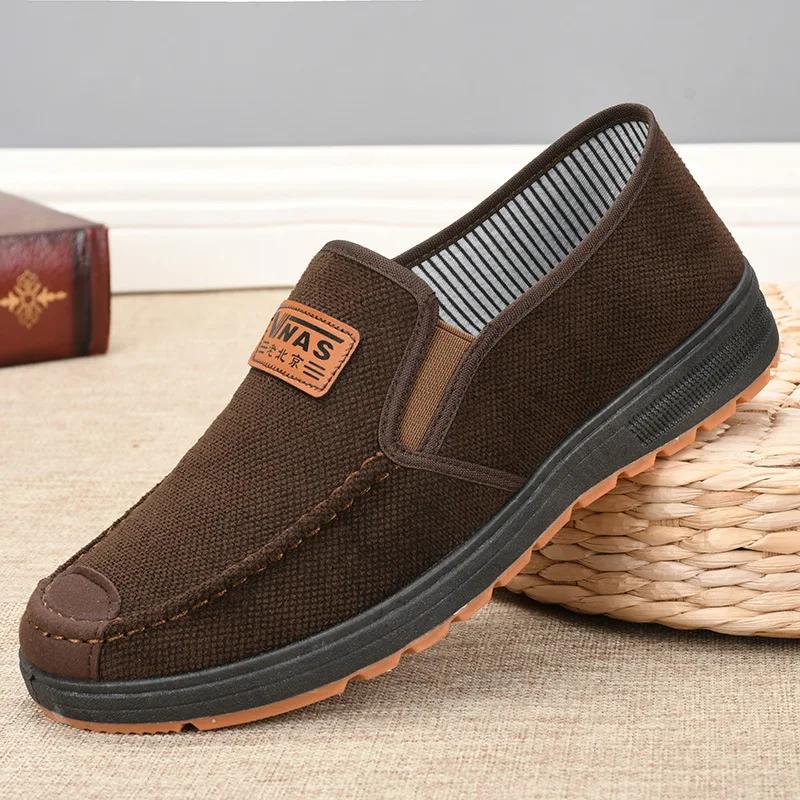 Novos sapatos de lona respiráveis para homem preguiçoso com boca rasa, sapatos casuais de fundo plano, sapatos One Step Kick 2024