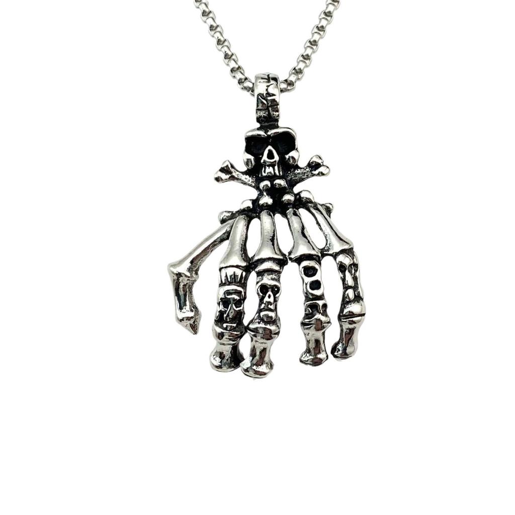 Necklace Versatile Chain Hip-hop Men's Trendy Brand Street Hand Bone Bouncy Pendant