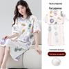 Gureide Women's Summer Cotton Short Sleeve Nightdress with Chest Pads