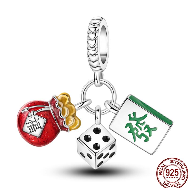 Year Series Copper Lucky Fit 3Mm Bracelets Diy Jewelry Cat God Of Wealth Lion Dance Koi Fish Charms Bead