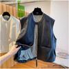 Leather Vest Jacket Women's Spring and Autumn Loose Sleeveless Vests  Waistcoat Tops Casual Women Coat