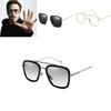 Tony Stark Sunglasses Men Square Metal Frame Vintage Style Uv400 Protection