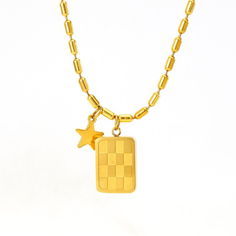 Fashion Stainless Steel Personality Versatile Chinese Necklace Rabbit Smiley Auspicious Titanium Steel Pendant Men and Women