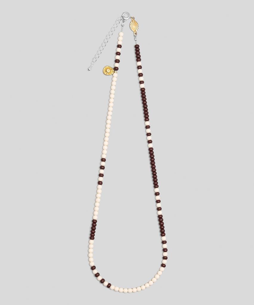 Armo Sunburst Necklace (Cream + Chocolate Brown)
