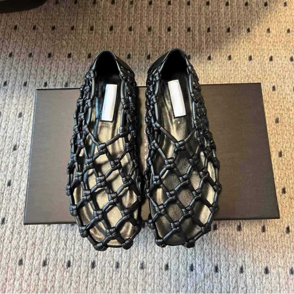 Flat Sandals for Women Fashion Woven Hollow Loafers Summer 2025 Comfort Beach Casual Shoe Zapatos De Mujer