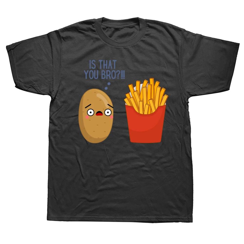 

Is That You Bro Potato French Fry Vegetable Funny Food T Shirts Summer Graphic Cotton Streetwear Short Sleeve Gifts T-shirt M... S разноцветный