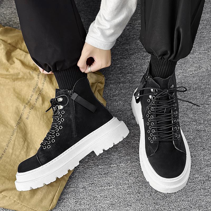 

Martin boots men s British wind locomotive boots high-top leather boots trendy Hong Kong style 2025 new boots tooling shoes 39 чёрный