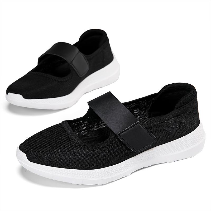 Large size nurse shoes women's little white shoes work shoes old Beijing cloth shoes non-slip flat shoes one pedal women's shoes