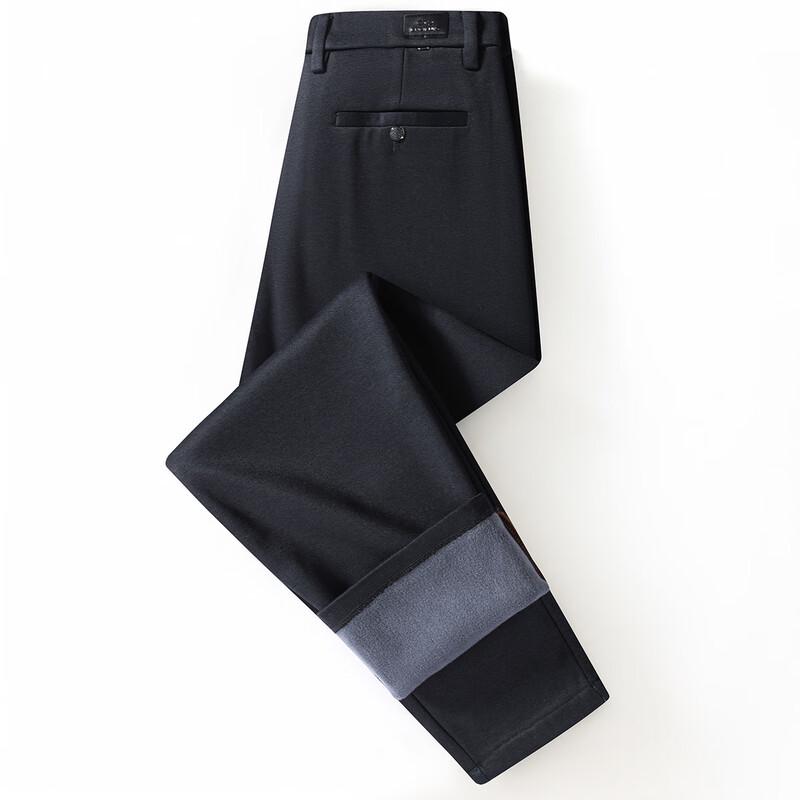 XueZhongFei Men's Fleece-Lined Straight-Leg Winter Pants