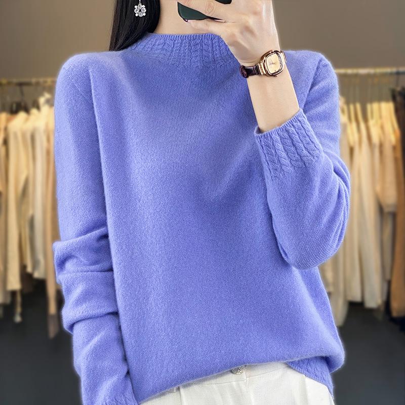 Half-high Round Neck Knitted Cardigan Top for Women's Autumn and Winter Style First-line Ready-to-wear Twisted Flower Base Sweater