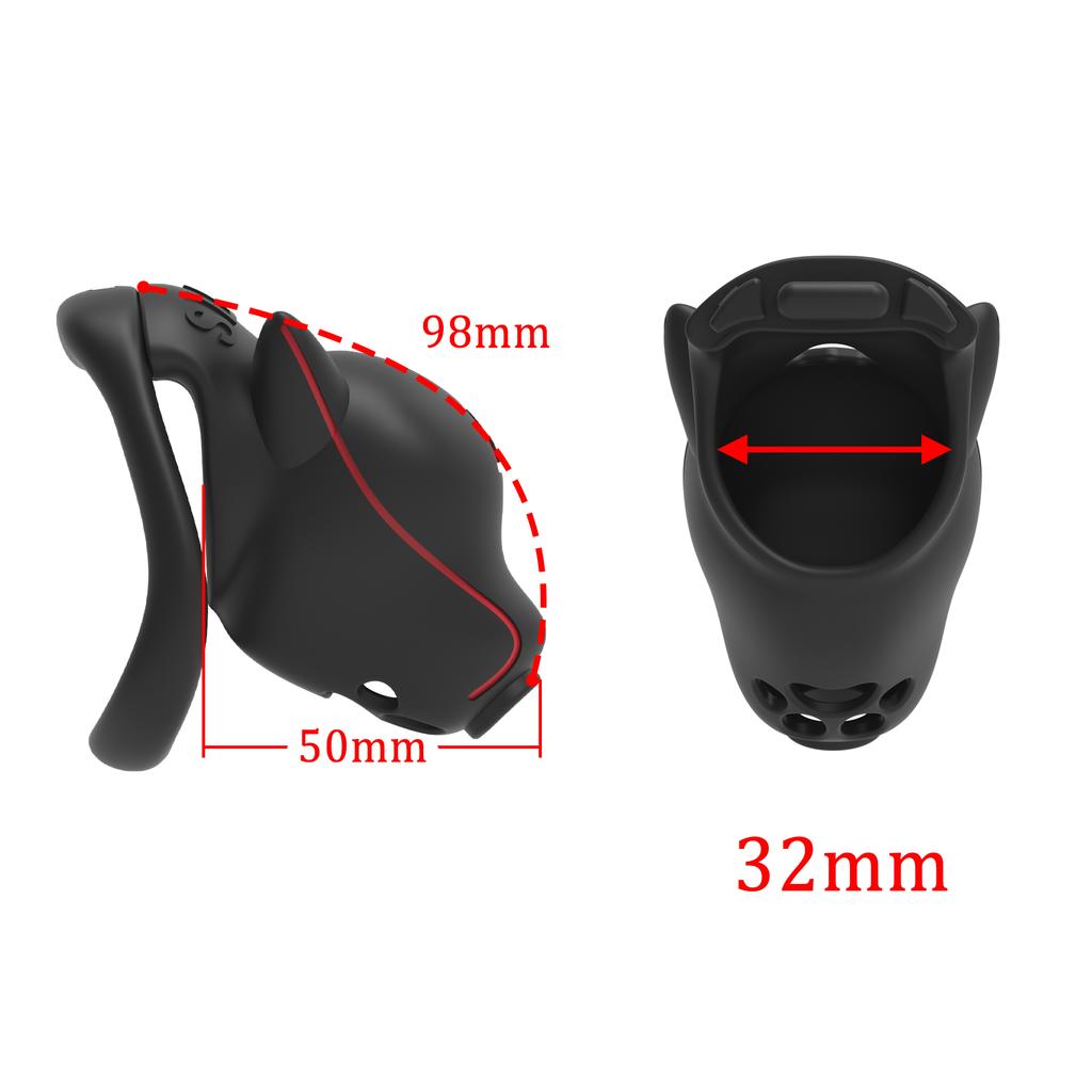 A new arrival dog head chastity cage adult sex toy with lock nylon rubber chastity cage with 4 rings.