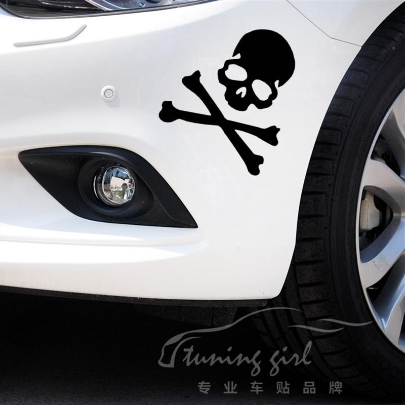 Car Stickers Hazard Warning Skulls Crossbones Reflective Decoration For Rearview Mirrors Windshield Bumper Trunk Motorcycle