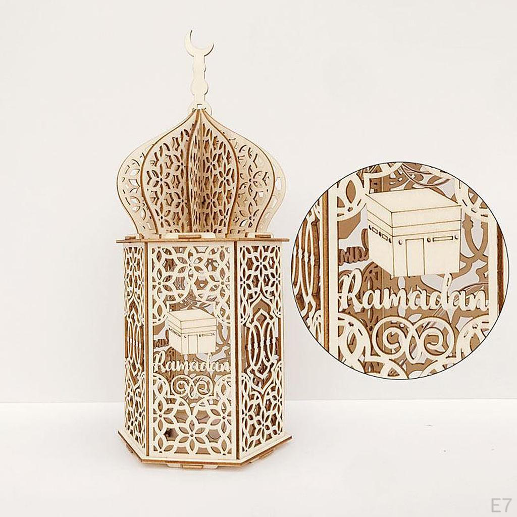 Wooden Lantern with LED Night Light 2 AAA Battery Powered