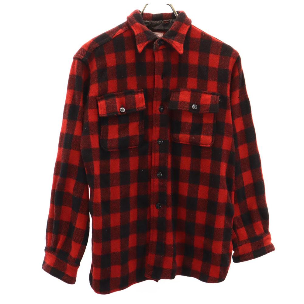 

sportswear 50s 60s vintage check Long sleeve shirt Red series Men s Used
