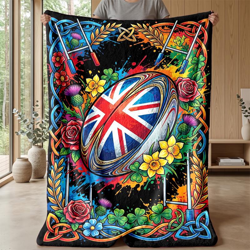 Rugby Antelope Stadium Theme blanket Lightweight Warm Flannel Blanket Decorative Throw Blanket for Home Decoration
