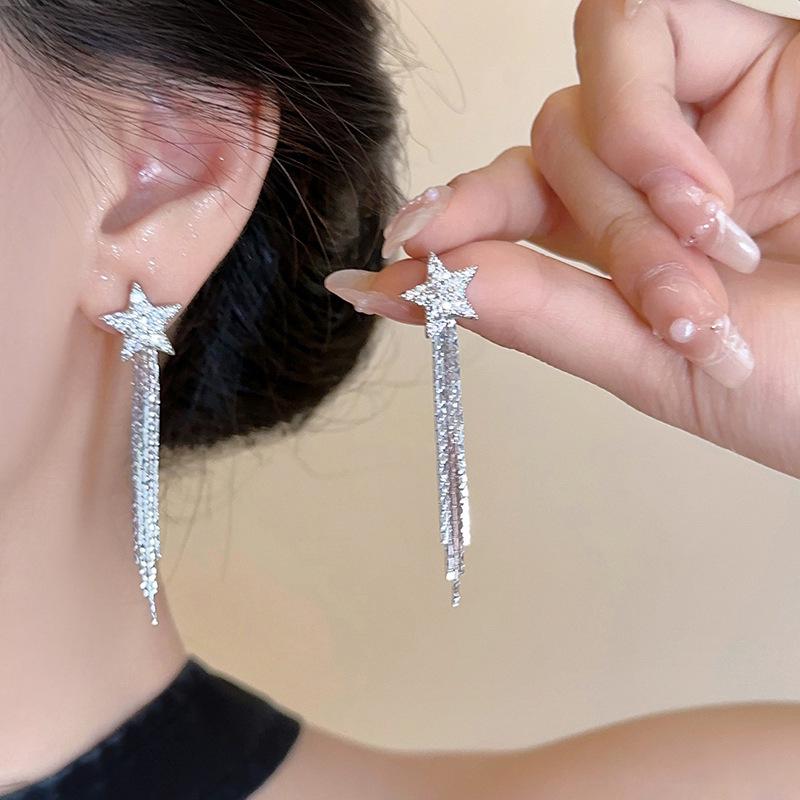 Boucles d'oreilles à pampilles en perles coréennes - Argent S925, polyvalentes et tendance