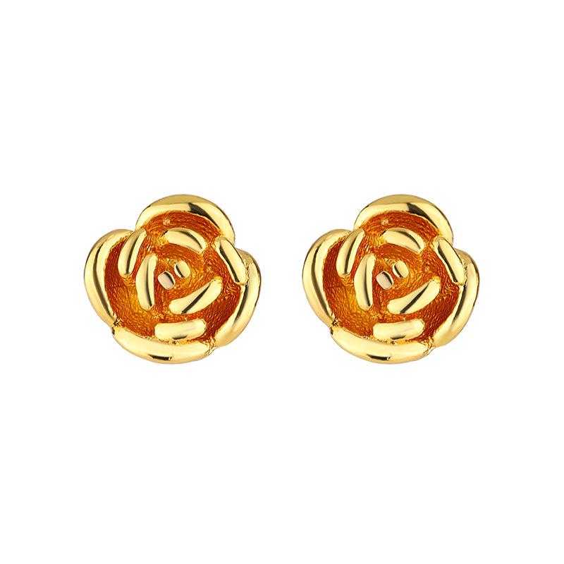 Exquisite 2024 Rose Flower Stud Earrings for Women - Light Luxury Autumn/Winter Accessory