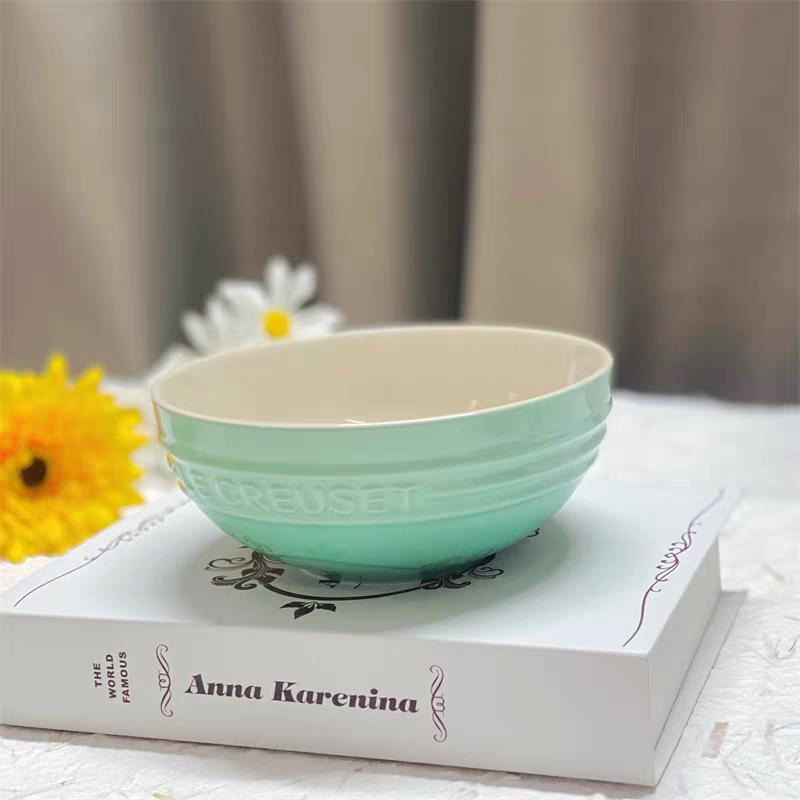 Le Creuset Cool Color Cerc Bowl for Salad Soup Noodles Fruit Rice Round Multifunctional Dining Utensils French Sle Daily...