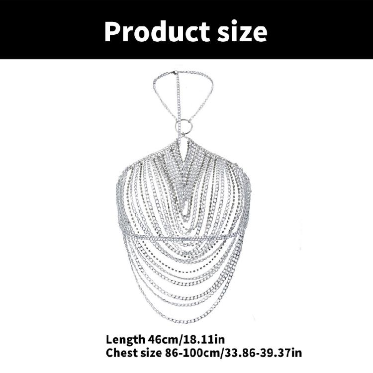 Fashionable Body Chain with Tassels and Rhinestones Crystal Body Jewelry Alloy Texture Suitable for Party Nightclub